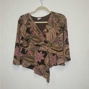 Cato Brown and Pink Paisley Blouse